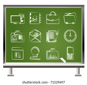 painted with chalk Web Applications,Business and Office objects - vector illustration