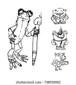 Painted characters vector