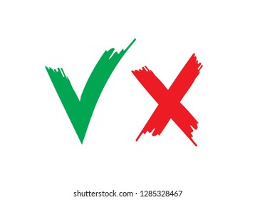 painted check mark and cancel sign