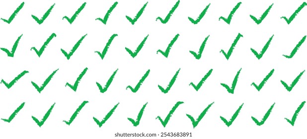 Conjunto de iconos de marca de verificación pintada. Conjunto de iconos de marca de verificación de estilo de trazo de pincel aislado sobre fondo blanco.  Ilustración de lista de comprobación dibujada a mano. 