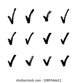 Painted check mark isolated on white background.
