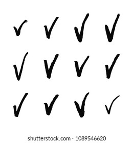 Painted check mark isolated on white background.