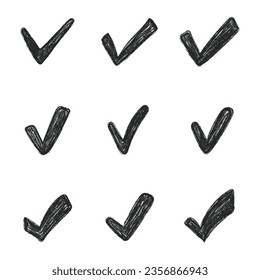 Painted check mark isolated on white background. Grunge style.