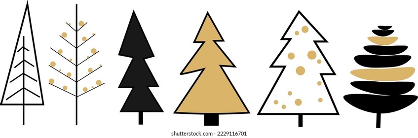 painted Christmas trees. vector illustration