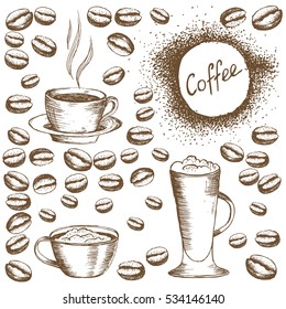 painted coffee beans sketch vector drawing. Perfect ingredient and choice grain
