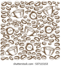 painted coffee beans, sketch, vector drawing, perfect ingredient, choice grain