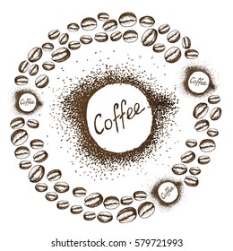 painted coffee beans, sketch, vector drawing, perfect ingredient, choice grain