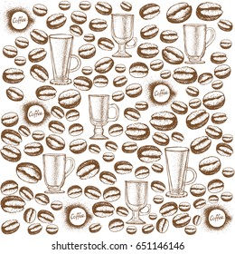 Painted coffee beans, sketch, vector drawing, perfect ingredient, choice grain
