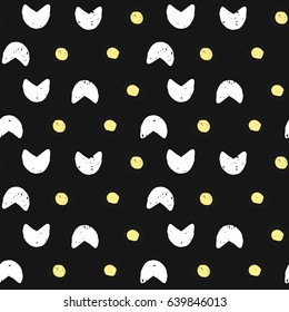 painted color, graphic pattern of circles and semi-circles with textures on a black background