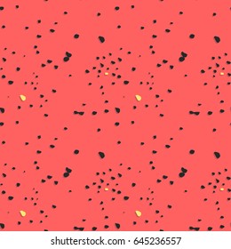 painted color, graphic pattern of dots and spots with textures on a red background