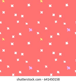 painted color, graphic pattern of little crosses with textures on red background