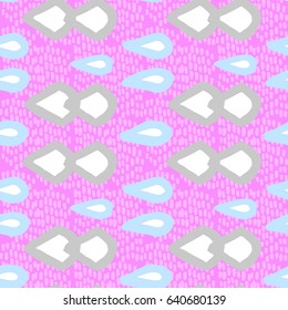 painted color pattern of drops and graphical shapes with textures on pink background