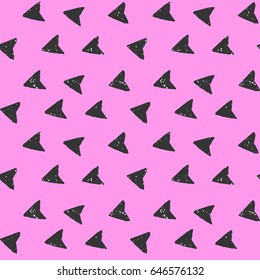 painted color pattern of graphic shapes and arrows with a texture on a purple background
