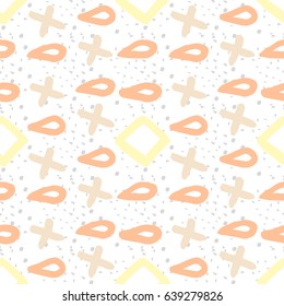 painted color pattern of the graphics of crosses, lozenges, drops texture on a white background