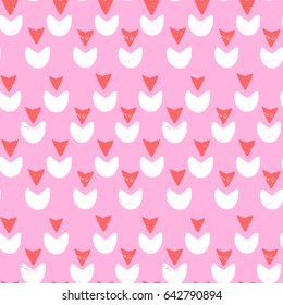 painted color pattern of the graphics of the semi-circles and triangular arrows with textures on pink background