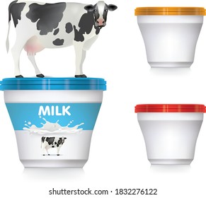 Painted cows and ice cream cups for packaging design