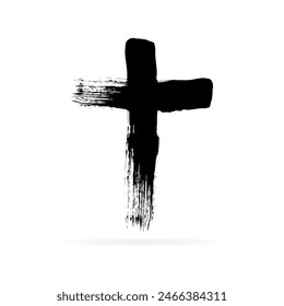 Painted Cross Icon. Silhouette Style. Vector icon