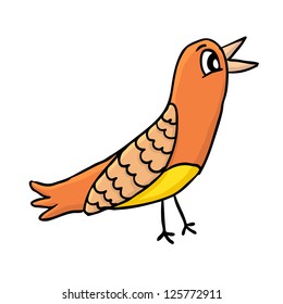 Painted cute bird, vector illustration