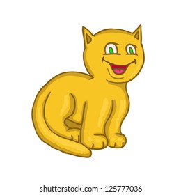 Painted cute orange cat, vector illustration