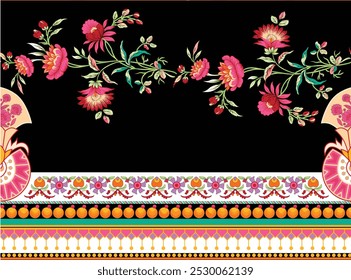 Painted Digital Motif Watercolor Design, Perfect for Textile Covers, Wrapping Papers, and Fashion.