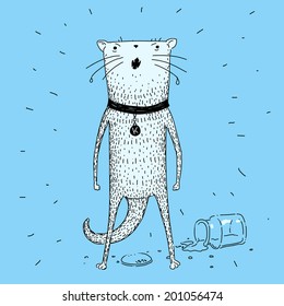 Painted Doodle unhappy cat. He spoiled product.