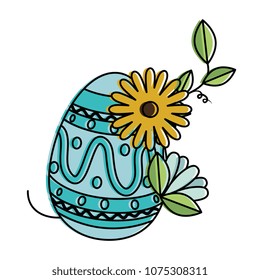 painted easter egg with floral decoration