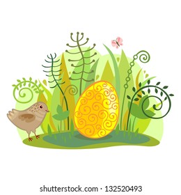 Painted Easter Egg in the grass