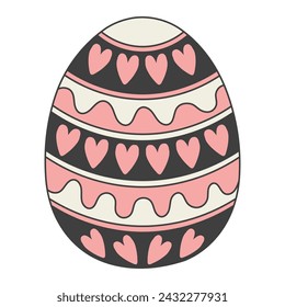 Painted Easter egg hand drawn illustration. Line art style design, isolated vector. Easter holiday clip art, seasonal card, banner, poster, element