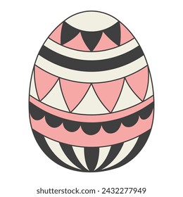 Painted Easter egg hand drawn illustration. Line art style design, isolated vector. Easter holiday clip art, seasonal card, banner, poster, element