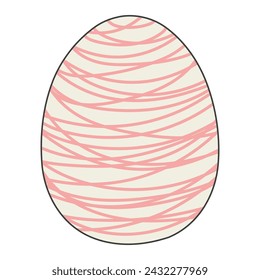 Painted Easter egg hand drawn illustration. Line art style design, isolated vector. Easter holiday clip art, seasonal card, banner, poster, element