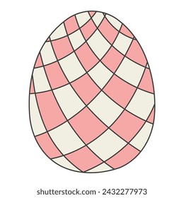 Painted Easter egg hand drawn illustration. Line art style design, isolated vector. Easter holiday clip art, seasonal card, banner, poster, element