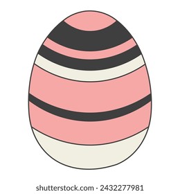 Painted Easter egg hand drawn illustration. Line art style design, isolated vector. Easter holiday clip art, seasonal card, banner, poster, element