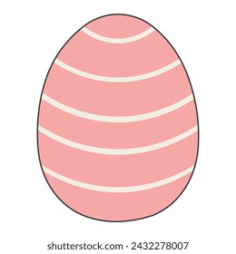 Painted Easter egg hand drawn illustration. Line art style design, isolated vector. Easter holiday clip art, seasonal card, banner, poster, element