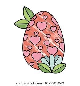 painted easter egg with hearts and leafs