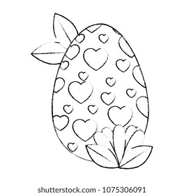 painted easter egg with hearts and leafs