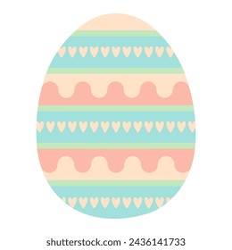 Painted Easter egg illustration. Flat style design, isolated vector. Easter holiday clip art, seasonal card, banner, poster, element