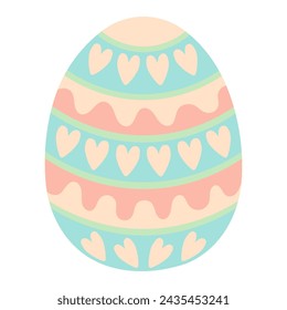 Painted Easter egg illustration. Hand drawn flat style design, isolated vector. Easter holiday clip art, seasonal card, banner, poster, element