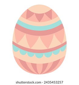 Painted Easter egg illustration. Hand drawn flat style design, isolated vector. Easter holiday clip art, seasonal card, banner, poster, element