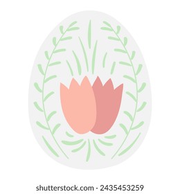 Painted Easter egg illustration. Hand drawn flat style design, isolated vector. Easter holiday clip art, seasonal card, banner, poster, element