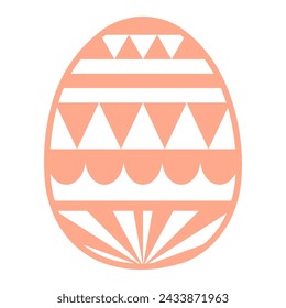 Painted Easter egg illustration. Line art style design, isolated vector. Easter holiday clip art, seasonal card, banner, poster, element