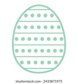 Painted Easter egg illustration. Line art style design, isolated vector. Easter holiday clip art, seasonal card, banner, poster, element