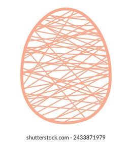 Painted Easter egg illustration. Line art style design, isolated vector. Easter holiday clip art, seasonal card, banner, poster, element