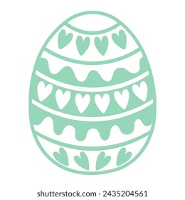 Painted Easter egg illustration. Line art style design, isolated vector. Easter holiday clip art, seasonal card, banner, poster, element