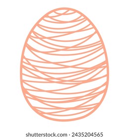 Painted Easter egg illustration. Line art style design, isolated vector. Easter holiday clip art, seasonal card, banner, poster, element