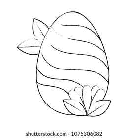 painted easter egg with lines and leafs