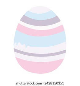 Painted Easter egg with paint dripping hand drawn illustration. Flat style design, isolated vector. Easter holiday clip art, seasonal card, banner, poster, element