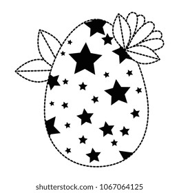 painted easter egg with stars and leafs
