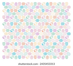 Painted Easter eggs background on transparent. Line art style design, isolated vector. Easter holiday clip art, seasonal card, banner, poster, element