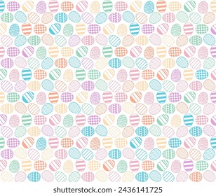 Painted Easter eggs background on transparent. Line art style vector design. Easter holiday seasonal card, banner, poster, element