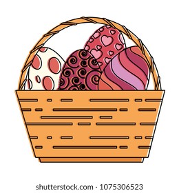 painted easter eggs in basket celebration